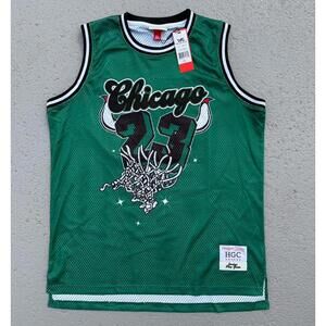 Men’s Michael Jordan Chicago Bulls NBA Jersey Pine Green Headgear Classics XL